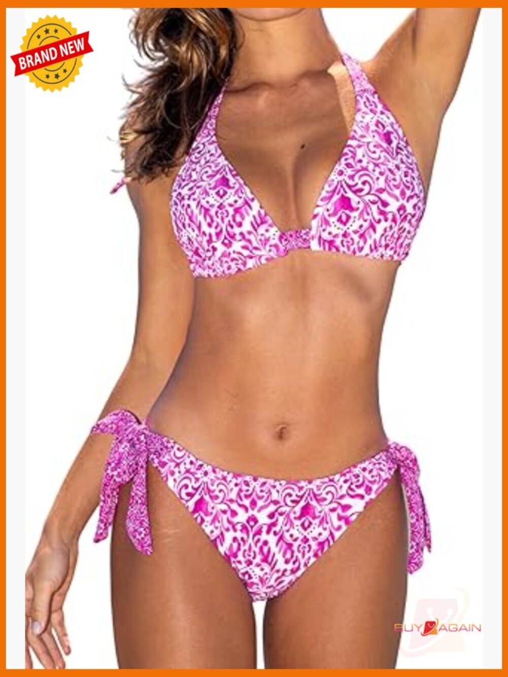 V Neck Reversible Bikini Set Two Piece Swimsuit Halter Tie Back
